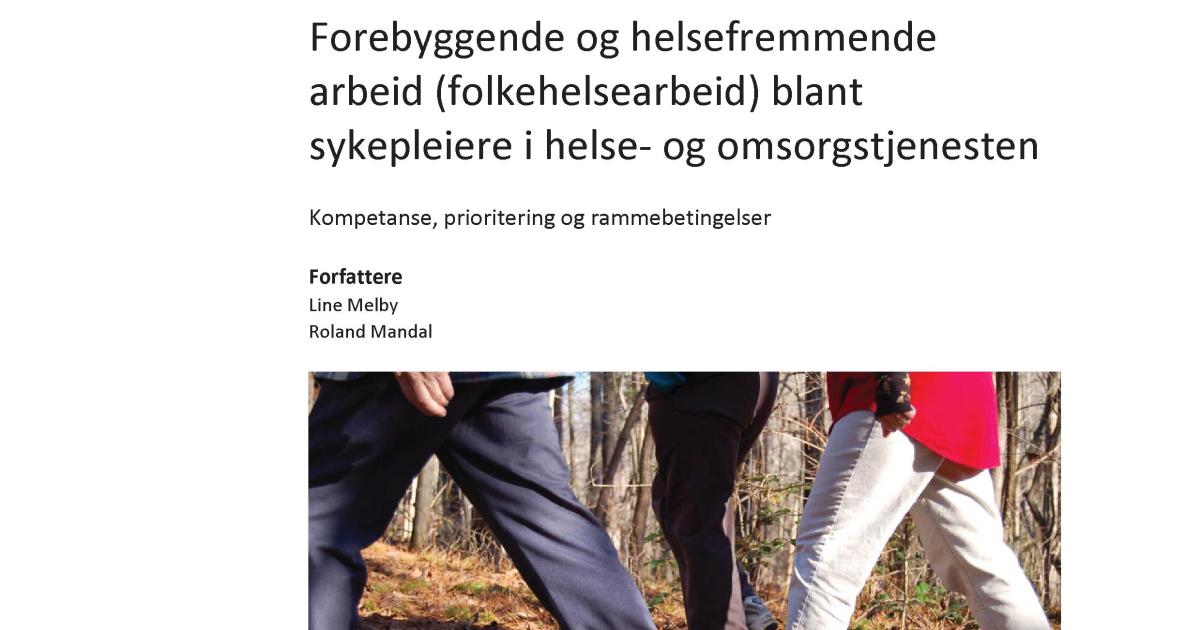 Forebyggende Og Helsefremmende Arbeid (folkehelsearbeid) Blant ...