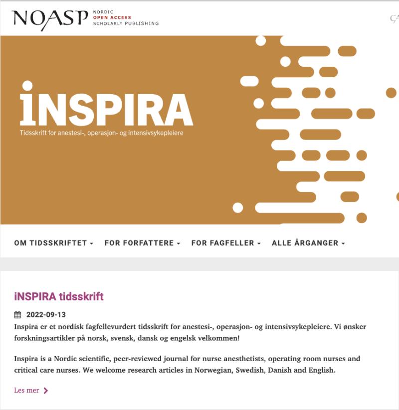 Inspira tidsskrift web forside